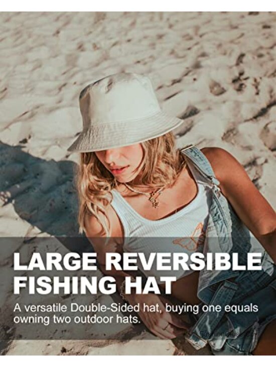 XXL Reversible Bucket Hat with Chin Strap - Breathable Cotton Sun Hat for Travel